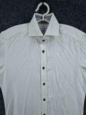 Stenstroms Slimline Twofold Super 15 Cotton White Elegant Button Up Mens Shirt
